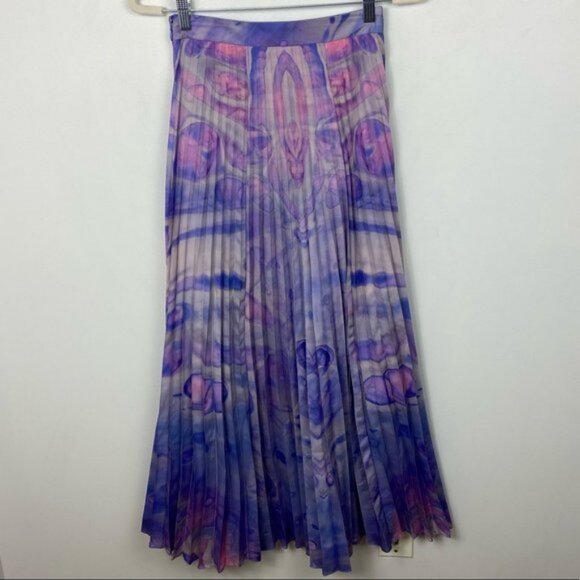 Anthropologie Siddhartha Bansal Marble Dye Skirt Size 2 Pleated Bohemian Boho - Picture 6 of 10